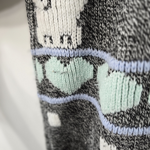 Arielle Vintage Dancing Elephants Happy Smiling VTG Hearts 80s 90s Sweater Sz M - Picture 3 of 10